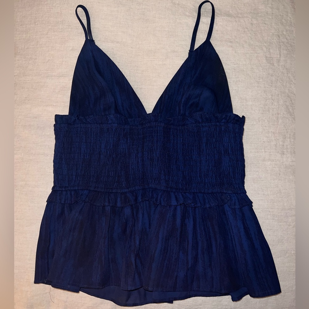 Navy blue sleeveless blouse